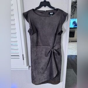 DKNY Brown Faux Suede Midi Dress